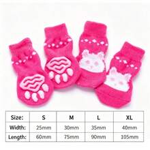 4 Pairs Cat & Dog Anti-Slip Socks, Warm Socks For Autumn/Winter, Non-Slip Grip, Protect Paws From Wear And Licking - Multicolor - View 13