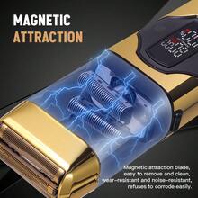 Hatteker 1pc Reciprocating Electric Shaver Men 2-In-1 Razor & Hair Clipper Set, Multi-Speed Adjustable With Base - Multicolor - View 7