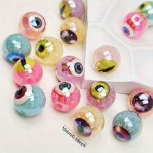 10/20 Pieces Glossy Double-Sided Eyeball Beads – Multicolored Acrylic – Ideal For Jewelry And Crafts – Perfect For Halloween And Party Decorations - White - View 2