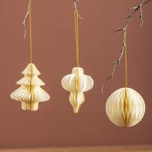 1 Set Christmas Honeycomb Hanging Decorations - Foldable And Reusable Honeycomb Christmas Tree, Ornaments And Lanterns; Suitable For Decorating Christmas Tree, Wreath, Fireplace, Etc. - Multicolor - View 4