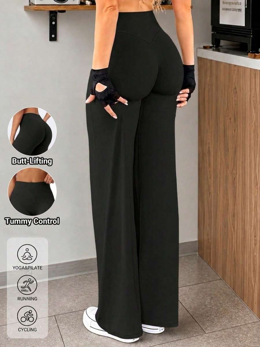 1pc Women's Fashion Sports Pants - High Waist Design, Slim Fit, Loose And Comfortable, Suitable For Fitness, Office, Gym, Yoga And Daily Wear, Black