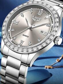 LIGE New Fashion Women's Watch Life Waterproof, Luminous Watch, Dial Design Advanced Simple Watch For Women - Silver - View 2