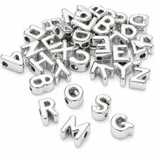 33/53pcs Silver Letter Beads, UV Coated 21mm Large Letter Beads, Suitable For Keychains, Bracelets, Bag Charms, Shoelaces - Silver - View 9