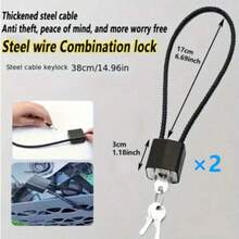 1pc Soft Steel Cable Electric Bike Long Padlock, Suitable For Dorm, Warehouse, Iron Gate, Gym, Storage Cabinet, Luggage, Toolbox, Anti-Theft Drawer Lock Hardware, Rust-Proof Waterproof Padlock - Multicolor - View 9