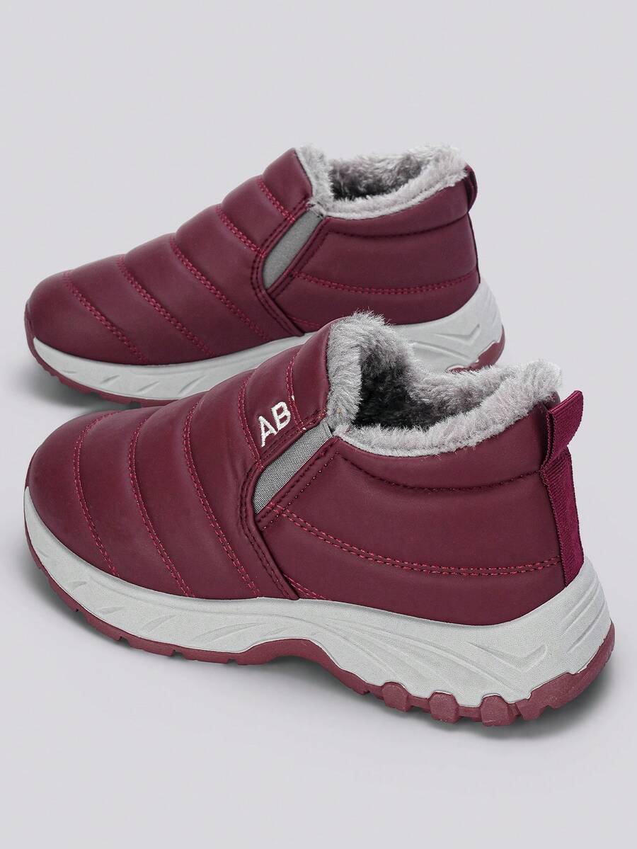 Flipark Cotton Padded Winter New Plush Thickened Boots, Warm Casual Snow Boots - Red Violet - View 1