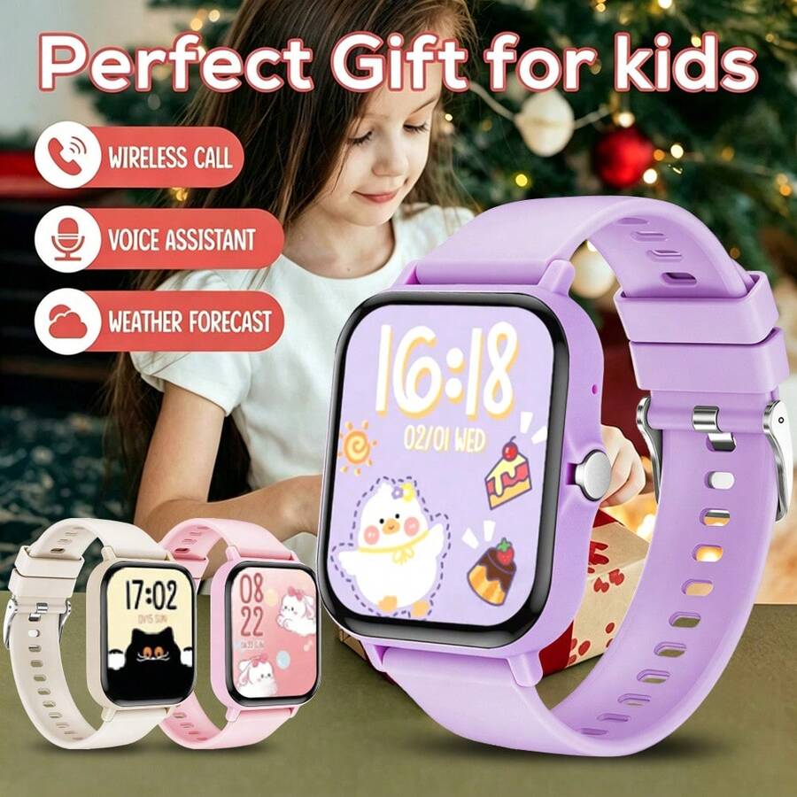 QAGSFLC 2026 New Upgraded Smart Watch, Suitable For Children And Teenagers, Wireless Calling, 1.83-Inch Full Touch Screen, Lightweight Body, Watch Face Wallpapers, Message Notifications, Weather Forecast, Music Control, Best Choice For Kids, 180mAh Battery Capacity