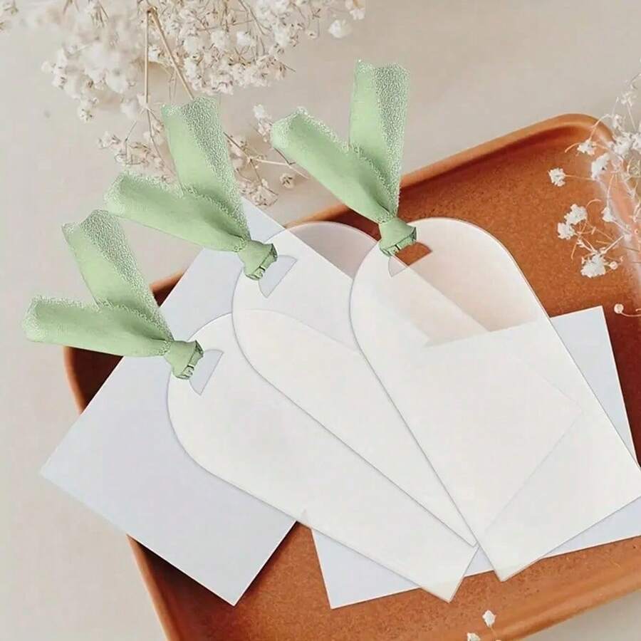 20套/30套透明PMMA婚禮空白拱形壓克力名卡附緞帶，1.77x3.5英吋姓名標牌座標卡，透明婚禮保留座DIY桌號賓客名牌，適用婚禮裝飾