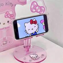 Hasbro 1pc Hello Kitty Phone And Tablet Stand, Cute Pink Adjustable Height Folding Gooseneck Holder With Classic Hello Kitty Logo, Suitable For Smartphones And E-Readers, Ideal Gift Choice - A - View 2