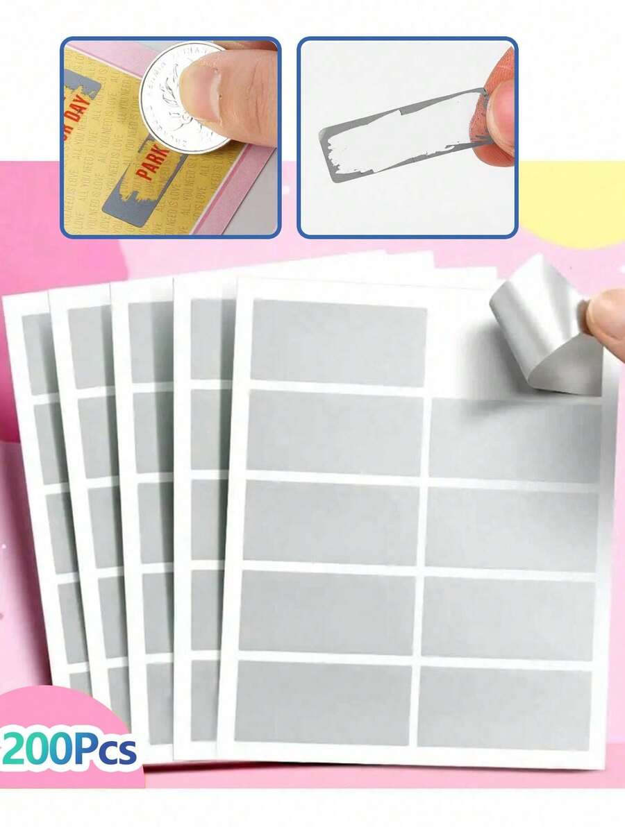 200PCS/500PCS Scratch Off Stickers, Self-Adhesive Metallic Scratch-Off Labels For DIY Cards, Prize Cards, Reward Cards, Party Games, Birthday, Wedding, Classroom Rewards, Coupons And DIY Crafts 10/50/100/500PCS