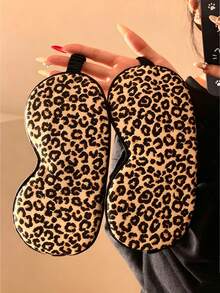 Leopard Print Faux Silk Sleep Mask With Elastic Band, Full Blackout Design, Soft Breathable Adjustable, Suitable For Home Napping, Travel And Office Rest, Unisex - Multicolor - View 4
