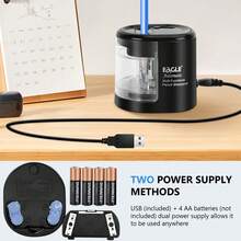 Eagle Electric Pencil Sharpener With 2 Extra Blades, Battery Or USB Powered, Dual Holes, Automatic Sharpening, Suitable For Home And Office, Fits 6-12mm Pencils, Back To School - Double Hole Pencil Sharpener - View 6