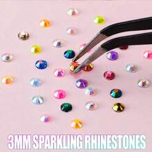 3mm 4mm 5mm 40 Colors DIY Resin Rhinestone Acrylic Box Set, Suitable For Handmade Jewelry, Shiny Mixed Color Crystals, Pure Handmade Diamond Craft, Can Be Used For Clothing Rollers, Glassware, Shoes, Fabrics, Art Creation - B - View 5