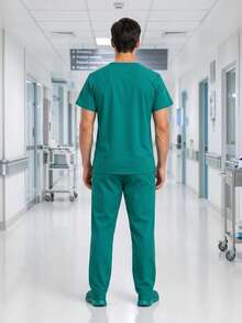 Men Scrub Sets - Teal Blue - View 3