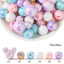 1 Set Colorful Triangle & Round Acrylic Bead Set With 16mm High-Reflective UV Beads, Suitable For DIY Jewelry Making, Handmade Accessories, Friendship Gifts, Home Decor, Small Item Decoration - 16mm Ball Chain Set - View 13