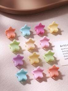 10/30/50/100pcs 1cm Pastel Star Hair Clips Mini Hair Claws For Women Braiding Hair Decoration Small Hair Fixing Clips Cute Vibrant Versatile Hair Accessories (Random Color) - Multicolor - View 3