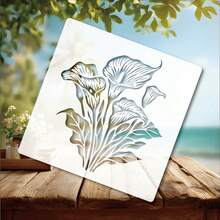 1pc Calla Lily Pattern Hollow Stencil, Creative Plant Design, Reusable Washable Painting Template For Wall, Furniture, Crafts, Textiles And DIY Painting Spraying - Sets - View 2