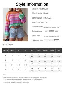 Women's New Winter Dopamine Style Rainbow Striped Loose Lightweight Knit Sweater Plus Size Autumn - Multicolor - View 6