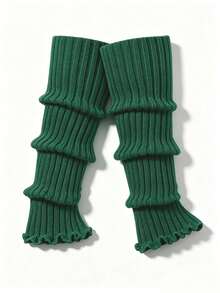 1 Pair Women's Ribbed Knit Slouchy Leg Warmers, Ruffle Hem Calf Covers, Y2K Party Festival Night Out Dance Fall Winter Outfit - Multicolor - View 21
