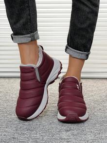 Flipark Cotton Padded Winter New Plush Thickened Boots, Warm Casual Snow Boots - Red Violet - View 8