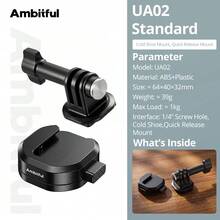 Ambitful UA01/UA02 Giá đỡ nhựa tháo nhanh, adapter vít 1/4", đế tháo nhanh cho camera hành trình dùng với chân máy, gậy selfie và phụ kiện nhiếp ảnh - Xem 11