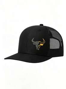 1PC Bull Head Graphic Print Baseball Cap, Unisex Fashion Versatile Trucker Hat, Baseball Cap Suitable For Daily Wear - Multicolor - View 2