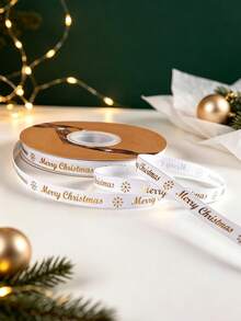 10 Yards/Roll Christmas Gift Party Baking Box Decoration Sealing Ribbon, Woven Ribbon Packaging Decoration Ribbon Bow Foil Stamped Ribbon, Premium New Style - View 3