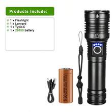 Linterna LED XHP360 Super Potente Recargable por USB Linterna Táctica de Alta Potencia Impermeable Linterna de Mano para Camping - flash - Ver 14