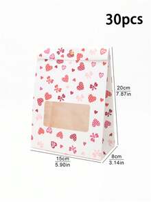 4pcs/15pcs/30pcs Christmas Themed Stand-Up Window Treat Bags, Thick White Card, Candy Biscuit Snack Holiday Gift Pouches - View 24