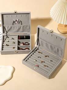 1pc Jewelry Storage Box, Portable Zipper Travel Jewelry Organizer, Travel Jewelry Box, Suitable For Women's Earrings, Rings, Necklaces, Bracelets, Lipsticks And More Storage. - Multicolor - View 4