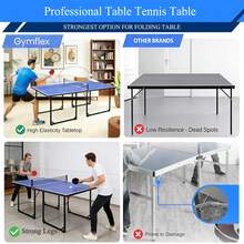 Foldable Table Tennis Table,Indoor & Outdoor Portable Ping Pong Table, Multifunctional Ping Pong Table Set, Includes Net, 2 Table Tennis Bats & 3 Balls - Blue - View 3