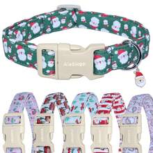 1pc Green Santa Claus Cartoon Print Collar, Soft Adjustable Dog Collar With Quick Release Buckle, Adjustable Strap, Zinc Alloy D-Ring, Festive Christmas Pet Collar For Small Medium Large Dogs And Cats, Holiday Gift For Boys And Girls - Green - View 5
