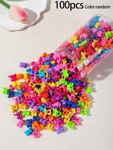 100pcs Girls Colorful Random Color Mini BB Hair Clips, Fashion Fresh Simple Cute Hair Claw Hair Clips, Bangs Hair Accessories For Daily Use - Multicolor - View 6