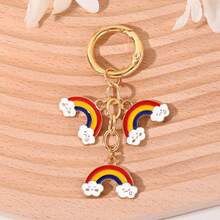Rainbow Cloud Keychain, Cute Cartoon Bag Charm, Student Backpack Pendant - A - View 2