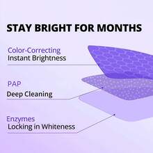 AHVTE 14pcs Teeth Whitening Strips, Suitable For Sensitive Gums, Purple, Removes Yellow Stains, Effectively Improves Tooth Shade, Brightens Smile, Enamel - Strip - View 6