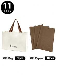 Set Kantong Kemasan Surat Putih 10pcs/11pcs/22pcs/33pcs/44pcs dan Kertas Pembungkus Cokelat, Cocok untuk Pesta, Pesta Ulang Tahun, Pesta Liburan, Dekorasi Natal - Gaya 1 - View 11
