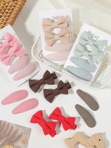 4pcs Macaron Solid Color Bow & Plaid Water Drop Clips, INS Style Side Bang Hair Accessories For Girls - Mixed color - View 11