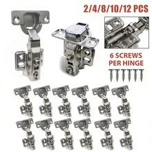 2/4/8/10pcs Straight Arm Cabinet Hinges, Wardrobe Soft Close Dampened Hinges, Cold Rolled Steel Cabinet Door Hinges, Straight Arm Soft Close Dampened Hinges - Multi-color - View 1