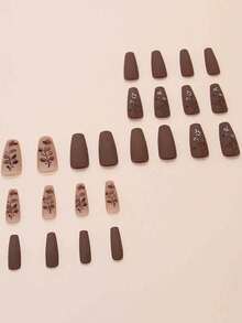 Press-On Nails 24pcs Short Square Cartoon Cute Butterfly Design Nail Stickers Nail Art Supplies - Multicolor - View 2