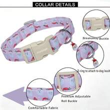 1PC Pink Santa Claus Cartoon Print Collar, Soft Adjustable Dog Collar With Quick Release Buckle, Adjustable Strap, Zinc Alloy D-Ring, Festive Christmas Pet Collar For Small Medium Large Dogs And Cats, Holiday Gift For Boys And Girls - Pink - View 7
