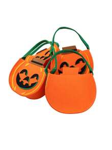 1pc Mini Pumpkin Bag, Halloween Candy Bag, Party Candy Bag, Trick Or Treat Felt Bag - Multicolor - View 2