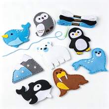 8 buah Perlengkapan Jahit DIY Hewan Arktik dari Kain Felt, Cocok untuk Anak-anak Pemula Kerajinan Tangan, Termasuk Jarum Warna Acak, Benang Jahit Warna Acak, dan Manik-manik Warna Acak, Hadiah Mainan Kerajinan Tangan Edukatif - MultiWarna - View 2