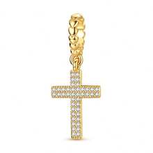 1Pc Mixed 18k Gold Plated Symbol Charms For Bracelet NecklaceDiy Jewelry Bead Pendant Large Hole CZ Hamsa Hand Cross Pattern Angel Daily Wear - Gold - View 30