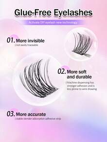 120pcs D Curl Self-Adhesive Cluster Lashes 8-16mm DIY Eyelash Extension Cluster Lashes Natural Soft Cat Eye Glue-Free Cluster False Eyelashes Angel Lashes For Daily Life, Wedding, Dating, Party - D - View 4