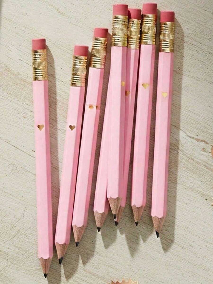 1/5/10/20/50/60/80/100pcs White HB Hexagonal Pencils With Eraser, 4 Inches/10cm Long, Suitable For School, Office, Gift, Wedding, Back To School, Small Party, Bridal Shower And More