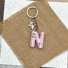 Cute 3D Bubble Letter Keychain, Bright Pink Y2K Preppy Style Initial Key Ring, Car Key Accessory And Personalized Bag Charm, Sweet Bright Pink Initial Key Ring, Cute Car Key And Bag Charm, Sweet Gift For Friends And Girls - Multicolor - View 23