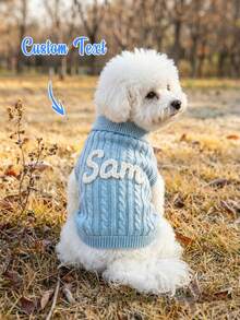 Personalized Dog Sweater With Name, Custom Cable Knit Pet Turtleneck Sweater, Embroidered Puppy Clothes, Suitable For Small Dogs, Warm Pet Knitwear Set, Ideal Gift For Dog Lovers - Multicolor - View 2