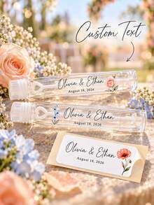 20/40/70pcs Personalized Customized Wedding Bubble Wand Stickers, Custom Floral Labels, Wedding Guest Favors, Bridal Shower Party Supplies - Multicolor - View 9