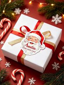10/5/1pc Customized Santa Claus Stickers, Name Stickers, Gift Wrapping Stickers, Candy And Snack Packaging Stickers, Christmas Decorations, Gifts, Suitable For Water Bottles, Computers, Storage Boxes - Multicolor - View 2