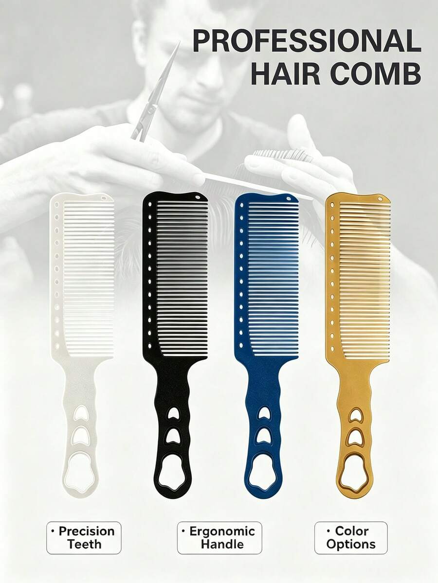 1pc Men's Hair Cutting Comb, Anti-Slip Anti-Static, Professional Barber Hairdressing Comb For Hair Stylists, Y0724 - Multicolor - View 1