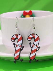 1 Pair Christmas Fashion Cute Sweet Cool Unique Design Candy Cane ...
